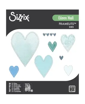 Sizzix PRE-ORDER Eileen Hull Framelits Die Set Stitched Hearts (666813)