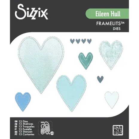 Sizzix PRE-ORDER Eileen Hull Framelits Die Set Stitched Hearts (666813)