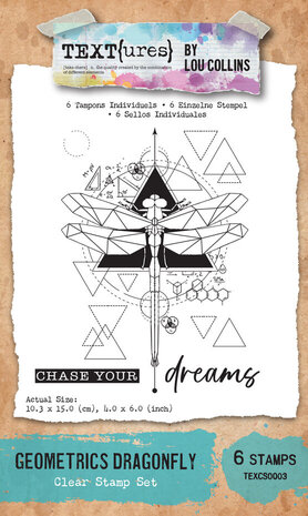 Text{ures} Dragonfly Dreams 4x6 Inch Clear Stamp Set Geometrics Dragonfly (TEXCS0003) Text{ures} Dragonfly Dreams 4x6 Inch Clear Stamp Set Geometrics Dragonfly (TEXCS0003)