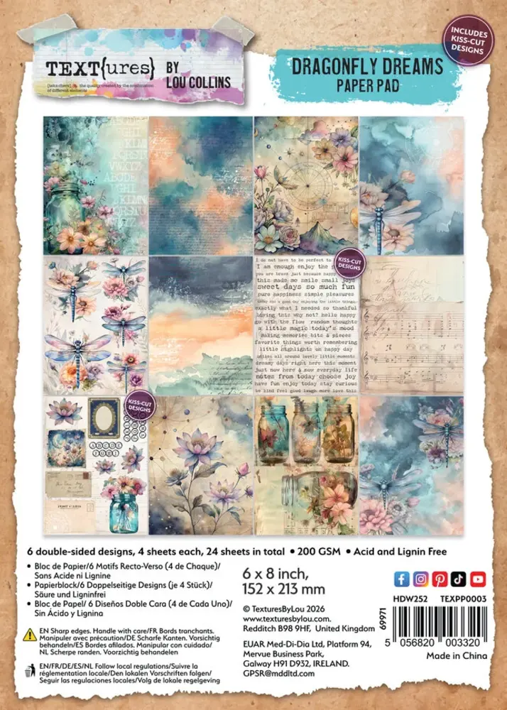Text{ures} Dragonfly Dreams 6x8 Inch Paper Pad (TEXPP0003) Text{ures} Dragonfly Dreams 6x8 Inch Paper Pad (TEXPP0003)