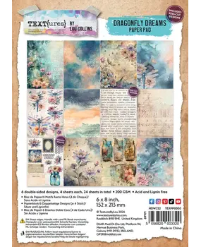Text{ures} Dragonfly Dreams 6x8 Inch Paper Pad (TEXPP0003) Text{ures} Dragonfly Dreams 6x8 Inch Paper Pad (TEXPP0003)