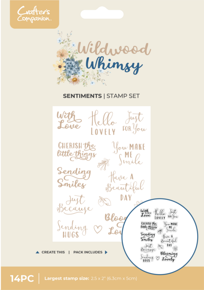 Crafter's Companion Wildwood Whismy Clear Stamps Whimsical Sentiments (CC-WW-STP-WWHS)