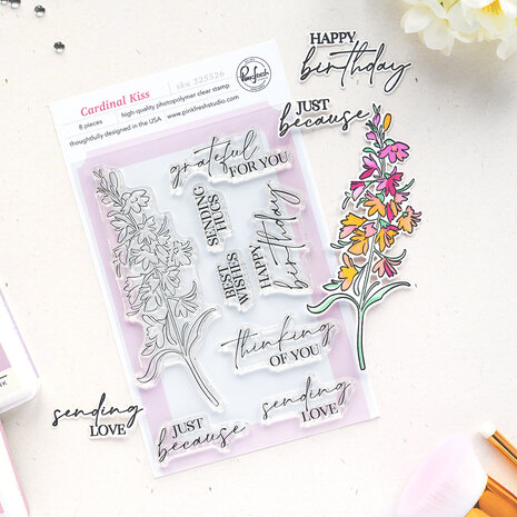 Pinkfresh Studio PRE-ORDER Sunlit Manor Stamp Cardinal Kiss (325526)