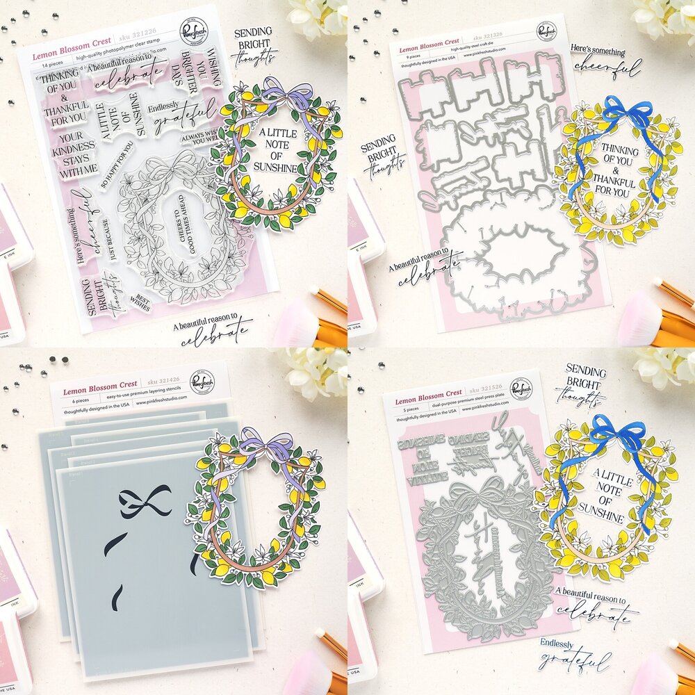Pinkfresh Studio PRE-ORDER Sunlit Manor BUNDLE Lemon Blossom Crest Pinkfresh Studio PRE-ORDER Sunlit Manor BUNDLE Lemon Blossom Crest
