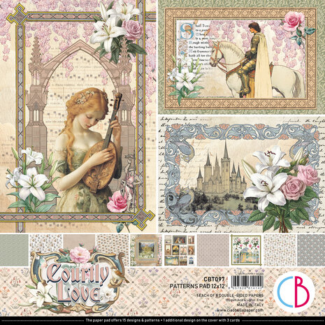 Ciao Bella Papercrafting PRE-ORDER Courtly Love 12x12 Inch Patterns Pad (CBT097) Ciao Bella Papercrafting PRE-ORDER Courtly Love 12x12 Inch Patterns Pad (CBT097)