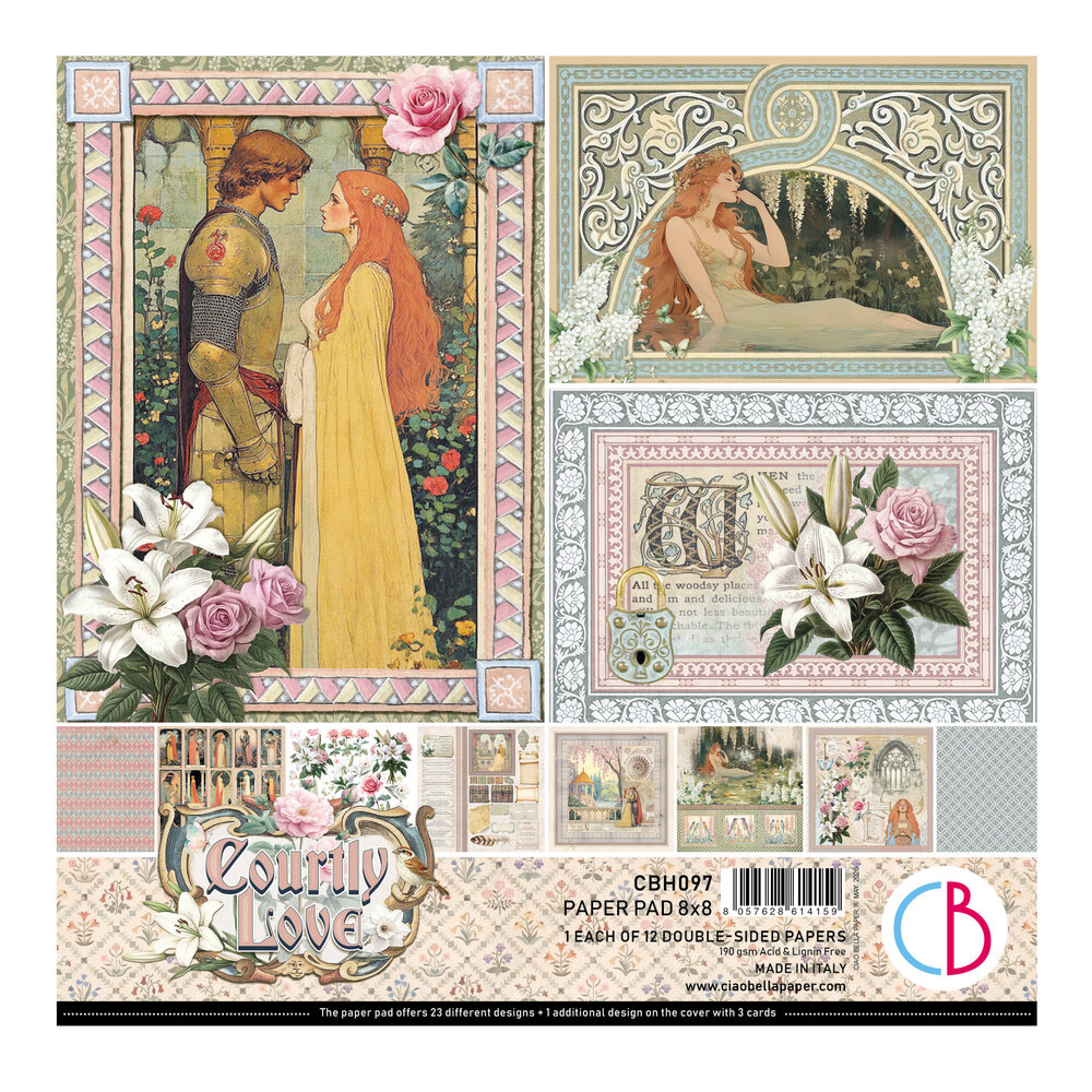 Ciao Bella Papercrafting PRE-ORDER Courtly Love 8x8 Inch Paper Pad (CBH097) Ciao Bella Papercrafting PRE-ORDER Courtly Love 8x8 Inch Paper Pad (CBH097)