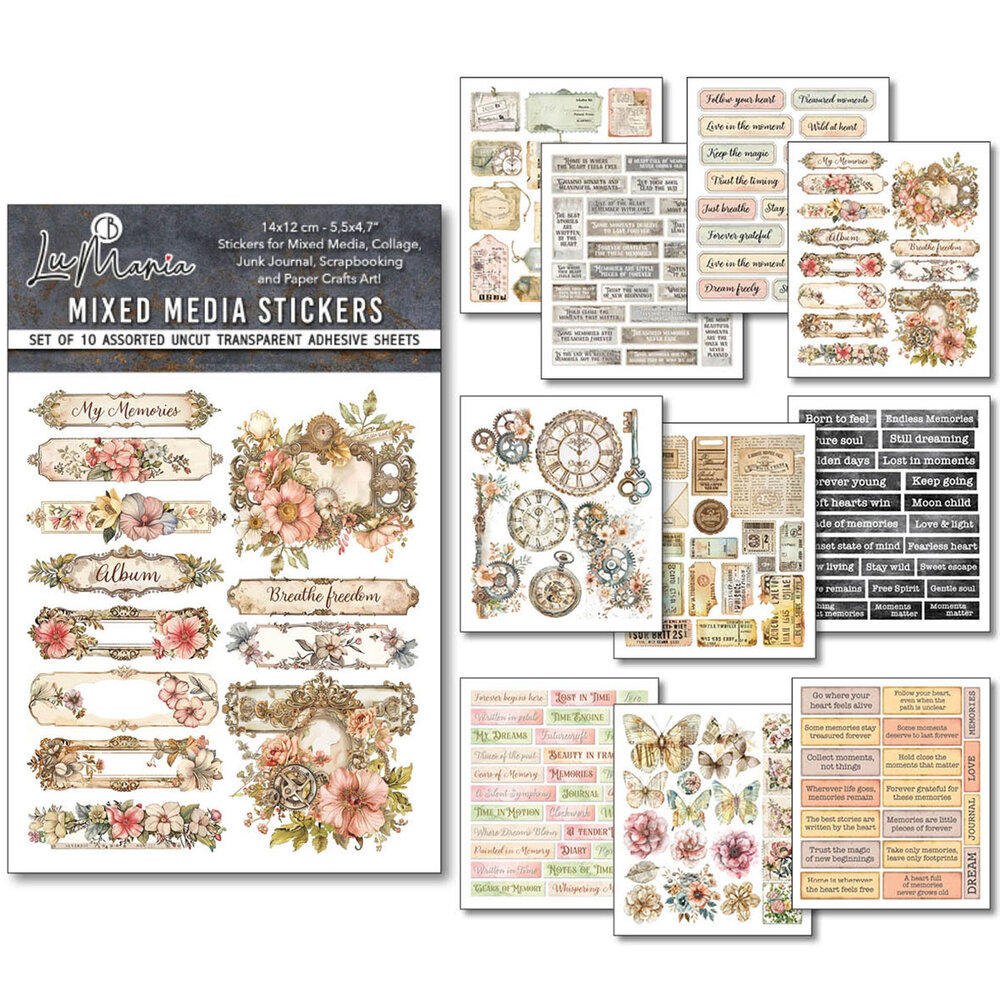 Ciao Bella Papercrafting PRE-ORDER Lost in Time Mixed Media Stickers (MB011)