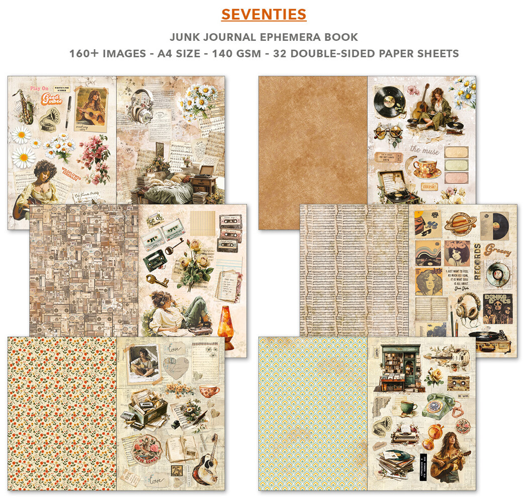 Ciao Bella Papercrafting PRE-ORDER Seventies A4 Junk Journal Ephemera Book (CBB027) Ciao Bella Papercrafting PRE-ORDER Seventies A4 Junk Journal Ephemera Book (CBB027)