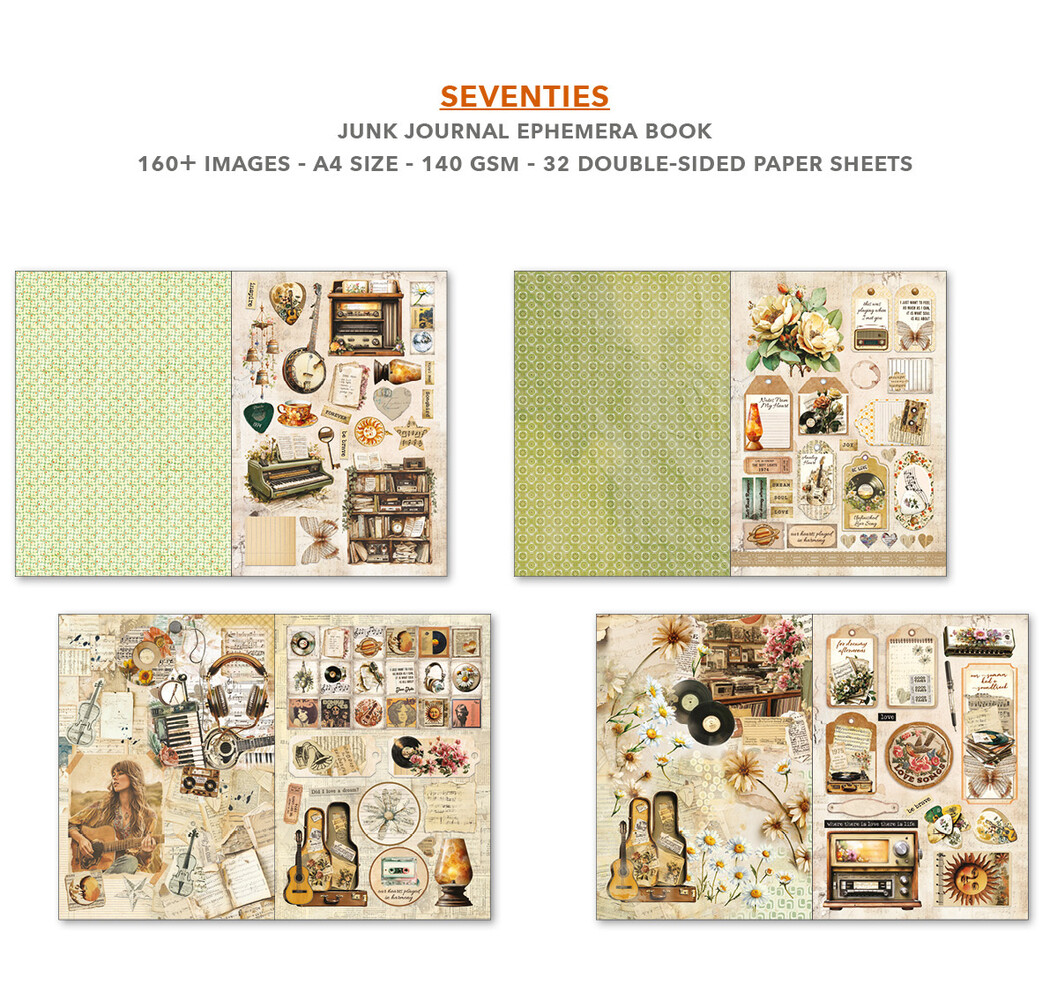 Ciao Bella Papercrafting PRE-ORDER Seventies A4 Junk Journal Ephemera Book (CBB027) Ciao Bella Papercrafting PRE-ORDER Seventies A4 Junk Journal Ephemera Book (CBB027)