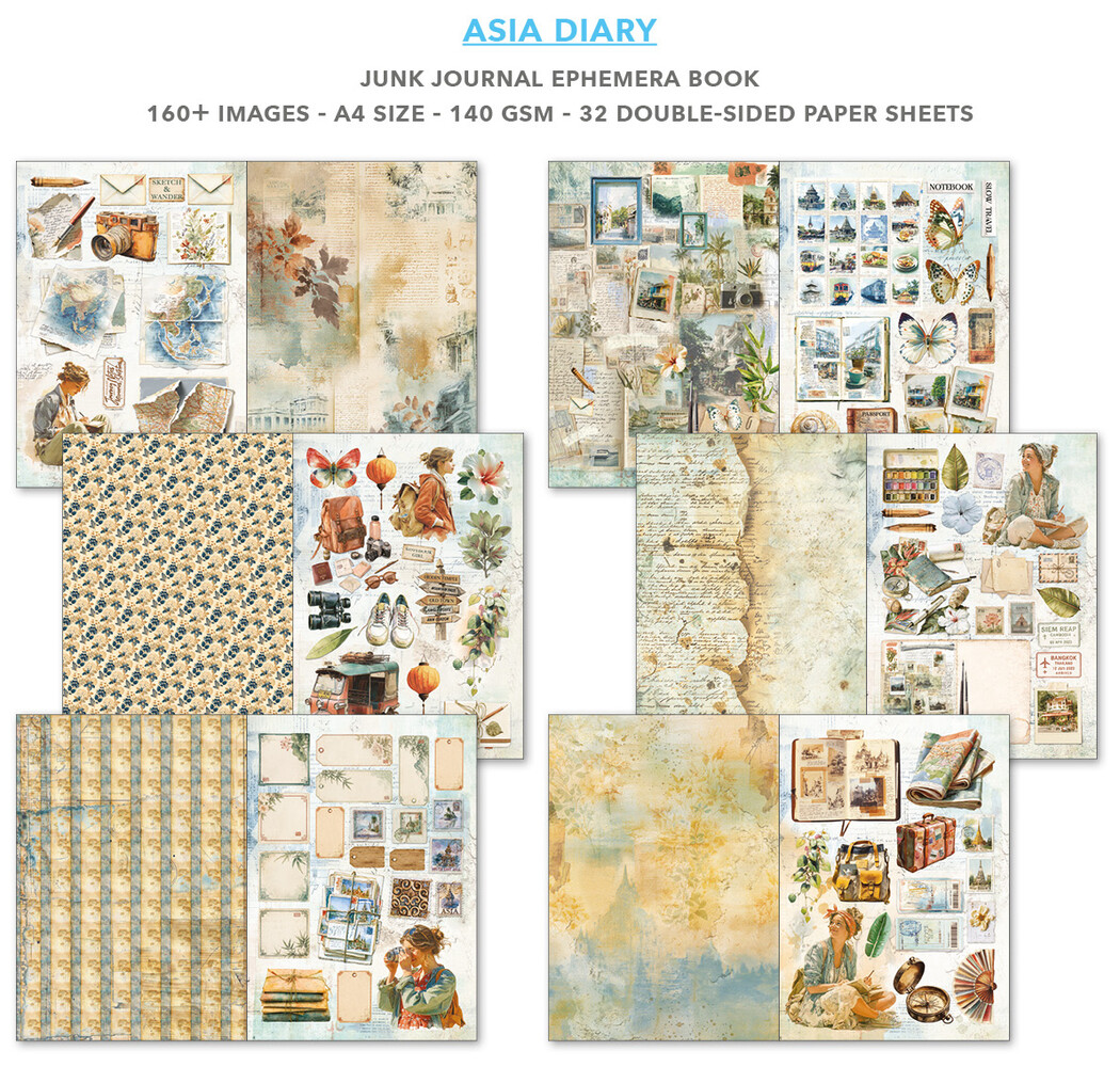 Ciao Bella Papercrafting PRE-ORDER Asia Diary A4 Junk Journal Ephemera Book (CBB028) Ciao Bella Papercrafting PRE-ORDER Asia Diary A4 Junk Journal Ephemera Book (CBB028)