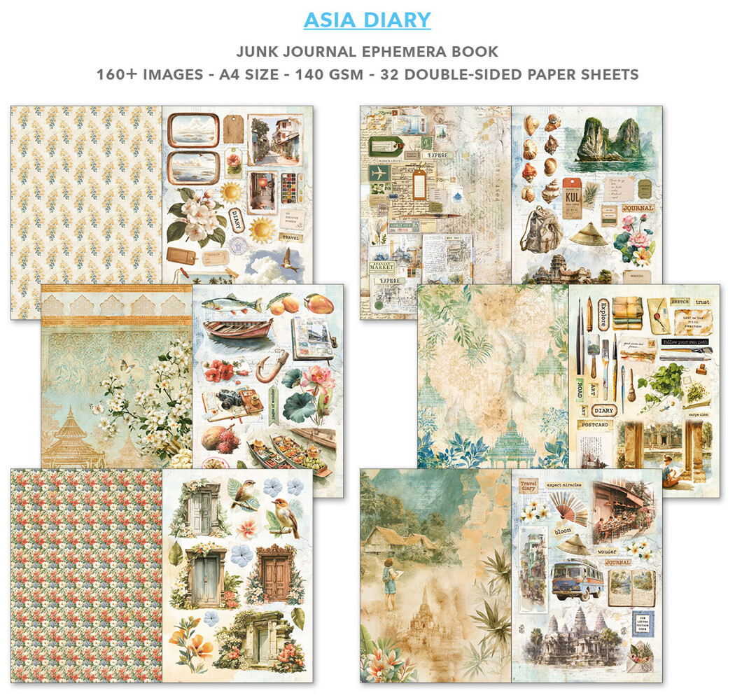 Ciao Bella Papercrafting PRE-ORDER Asia Diary A4 Junk Journal Ephemera Book (CBB028) Ciao Bella Papercrafting PRE-ORDER Asia Diary A4 Junk Journal Ephemera Book (CBB028)