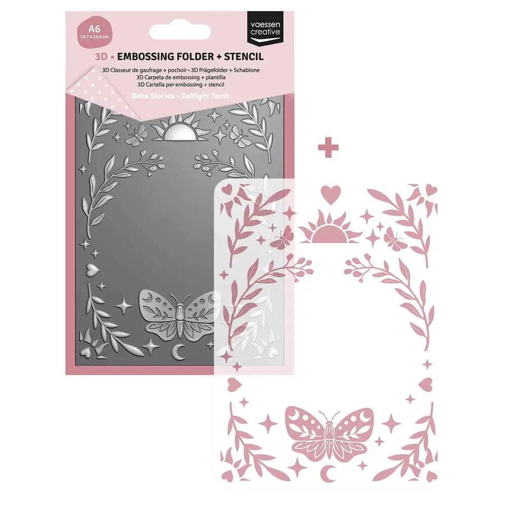 Vaessen Creative Boho Stories 3D Embossing Folder + Stencil Twilight Tarot (3625-0505) Vaessen Creative Boho Stories 3D Embossing Folder + Stencil Twilight Tarot (3625-0505)