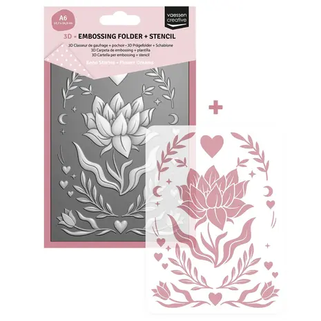 Vaessen Creative Boho Stories 3D Embossing Folder + Stencil Flower Dreams (3625-0507) Vaessen Creative Boho Stories 3D Embossing Folder + Stencil Flower Dreams (3625-0507)