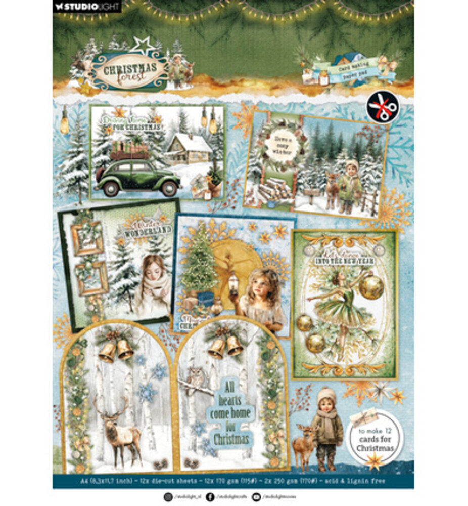 Studio Light PRE-ORDER Christmas Forest A4 Card Making Pad (SL-CF-CMP40)
