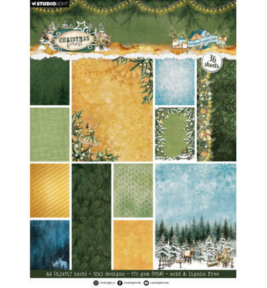 Studio Light PRE-ORDER Christmas Forest A4 Background Paper Pad (SL-CF-DPP474)