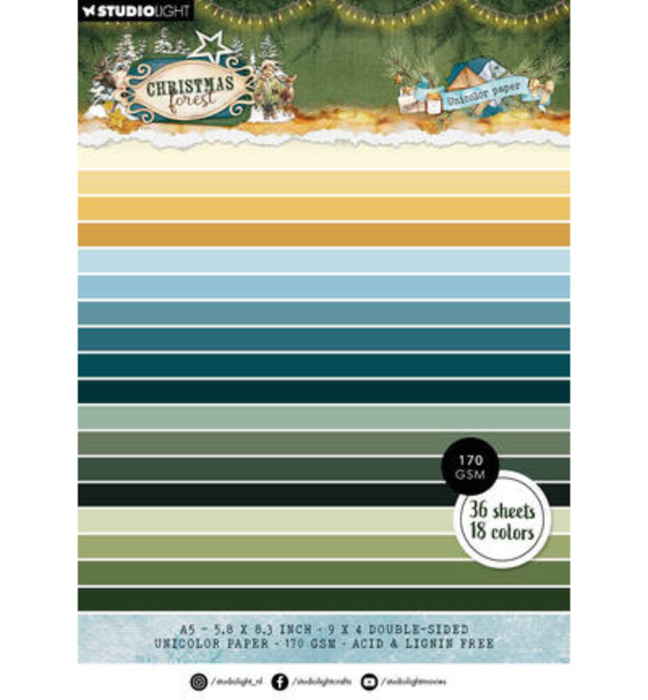 Studio Light PRE-ORDER Christmas Forest A5 Unicolor Paper Pad (SL-CF-UPP478)