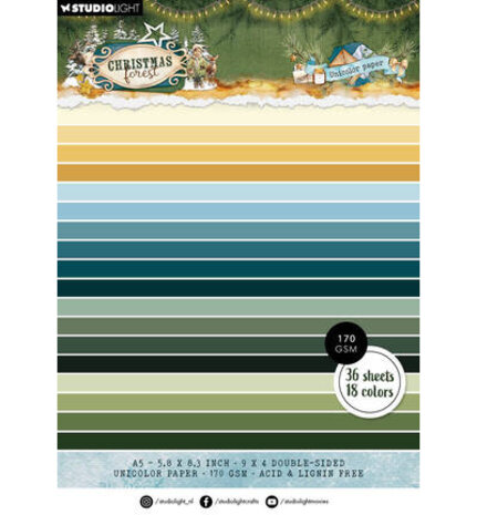 Studio Light PRE-ORDER Christmas Forest A5 Unicolor Paper Pad (SL-CF-UPP478)