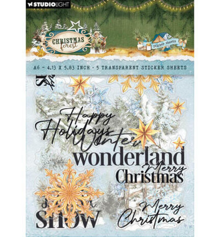 Studio Light PRE-ORDER Christmas Forest Transparant Stickers Elements & Texts (SL-CF-STIC81)
