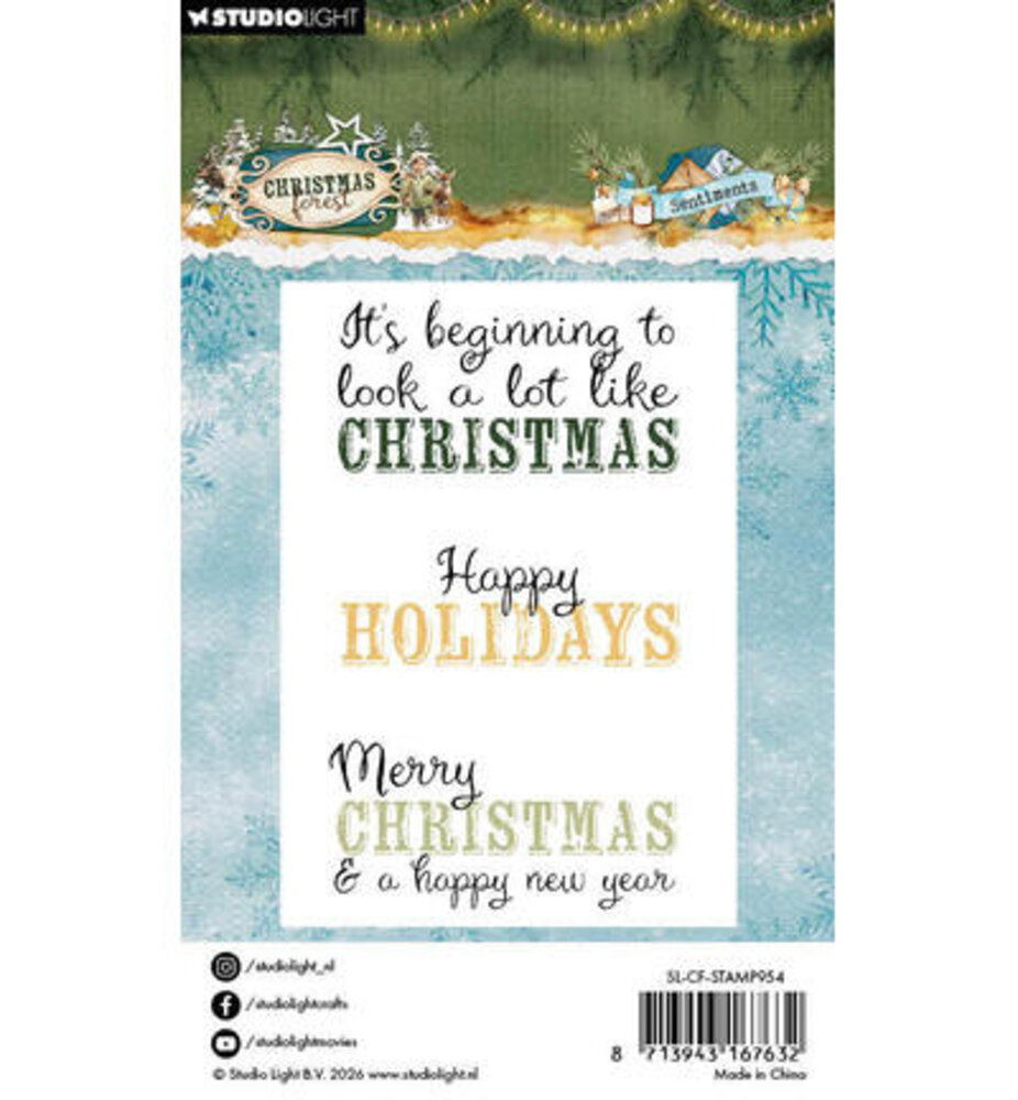 Studio Light PRE-ORDER Christmas Forest Clear Stamp Sentiments (SL-CF-STAMP954)