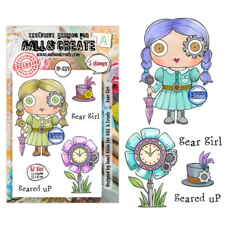 AALL and Create Clear Stamp Set A7 Gear Girl (AALL-TP-1371)