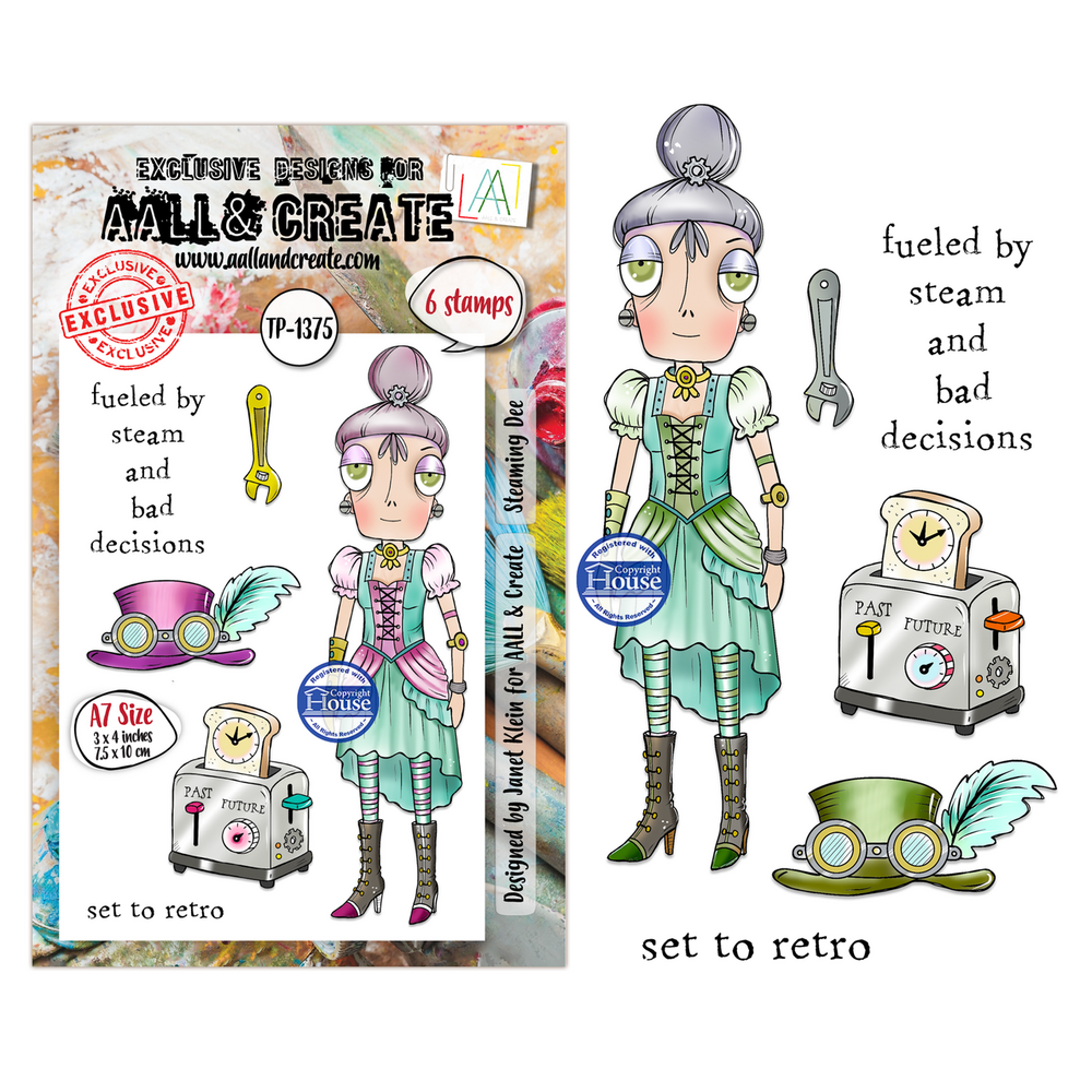 AALL and Create Clear Stamp Set A7 Steaming Dee (AALL-TP-1375)