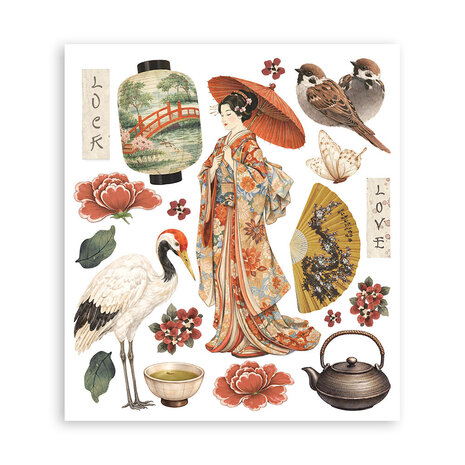Stamperia Oriental Garden 8x8 Inch Rub-On Assortment (DFLRBXG11) Stamperia Oriental Garden 8x8 Inch Rub-On Assortment (DFLRBXG11)