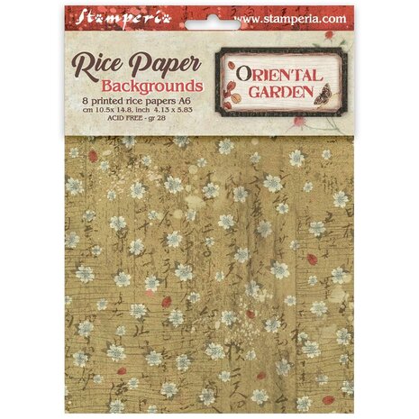 Stamperia Oriental Garden A6 Rice Paper Backgrounds Selection (DFSAK6057)