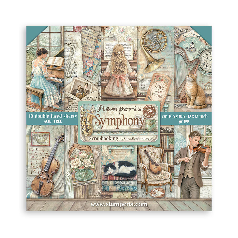 Stamperia Symphony 12x12 Inch Paper Pack (SBBL188) Stamperia Symphony 12x12 Inch Paper Pack (SBBL188)