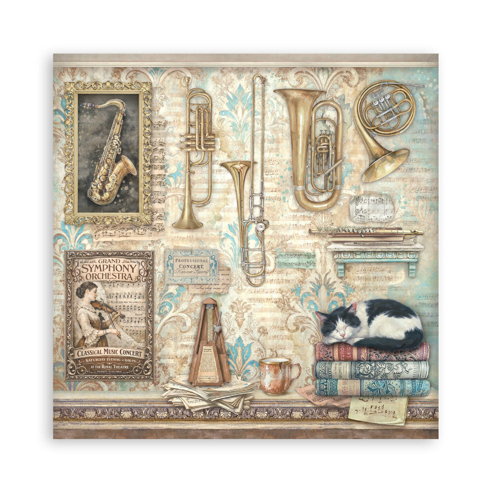 Stamperia Symphony 8x8 Inch Single Face Paper Pack (SBBSXB26) Stamperia Symphony 8x8 Inch Single Face Paper Pack (SBBSXB26)