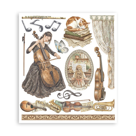 Stamperia Symphony 8x8 Inch Rub-On Assortment (DFLRBXG09) Stamperia Symphony 8x8 Inch Rub-On Assortment (DFLRBXG09)