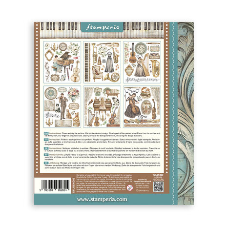 Stamperia Symphony 8x8 Inch Rub-On Assortment (DFLRBXG09) Stamperia Symphony 8x8 Inch Rub-On Assortment (DFLRBXG09)
