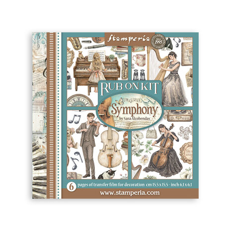 Stamperia Symphony 6x6 Inch Rub-On Assortment (DFLRBX16) Stamperia Symphony 6x6 Inch Rub-On Assortment (DFLRBX16)