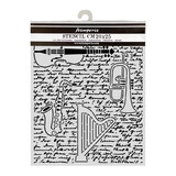 Stamperia Symphony Thick Stencils 20x25cm Violin, Trumpet, Harp (KSTD212)