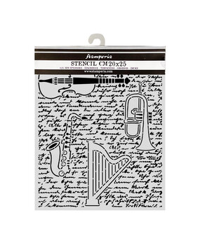 Stamperia Symphony Thick Stencils 20x25cm Violin, Trumpet, Harp (KSTD212)