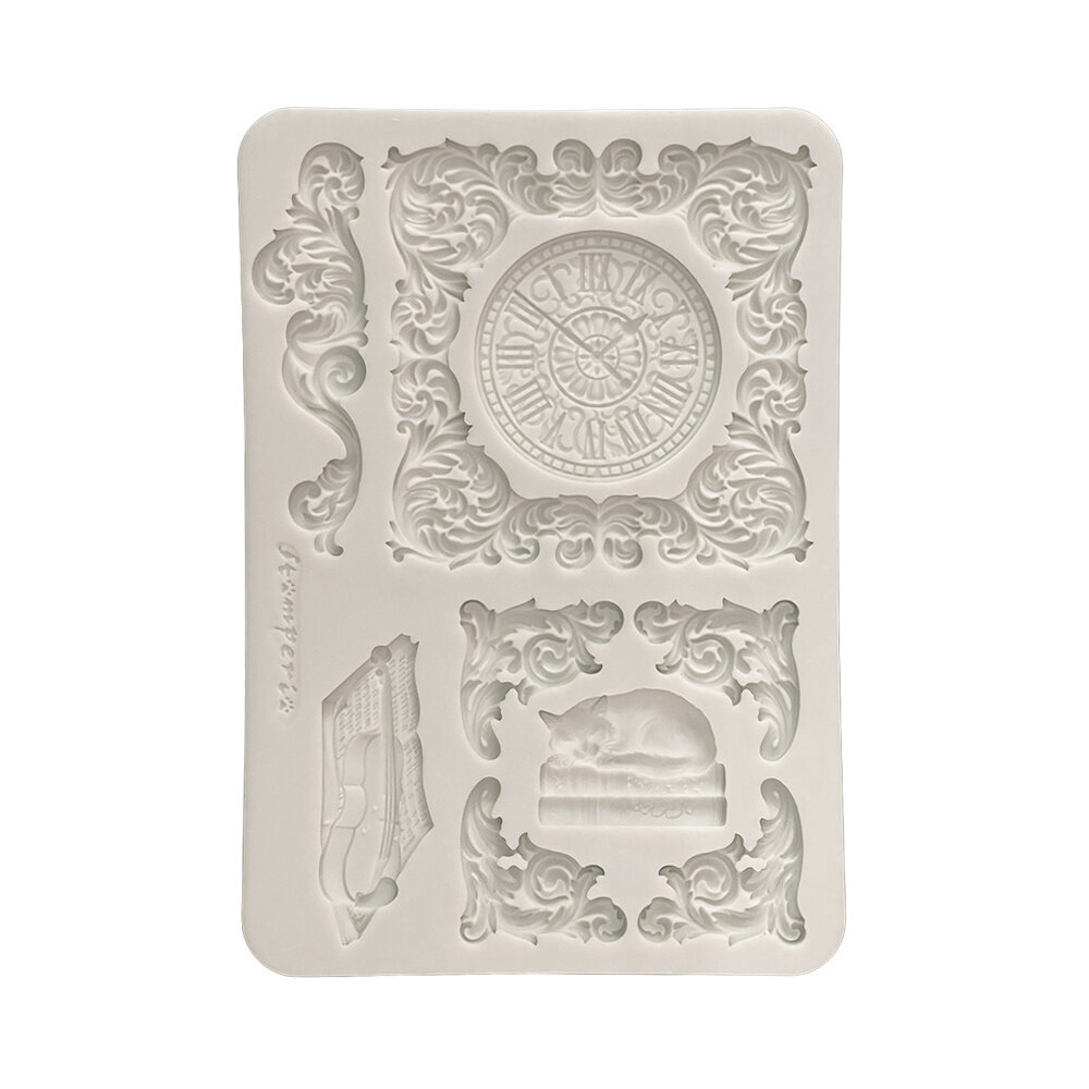 Stamperia Symphony A5 Silicon Mould Clock and Cat (KACMA614)