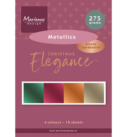 Marianne Design PRE-ORDER Christmas Elegance A5 Metallics Paper Set (PK9225)