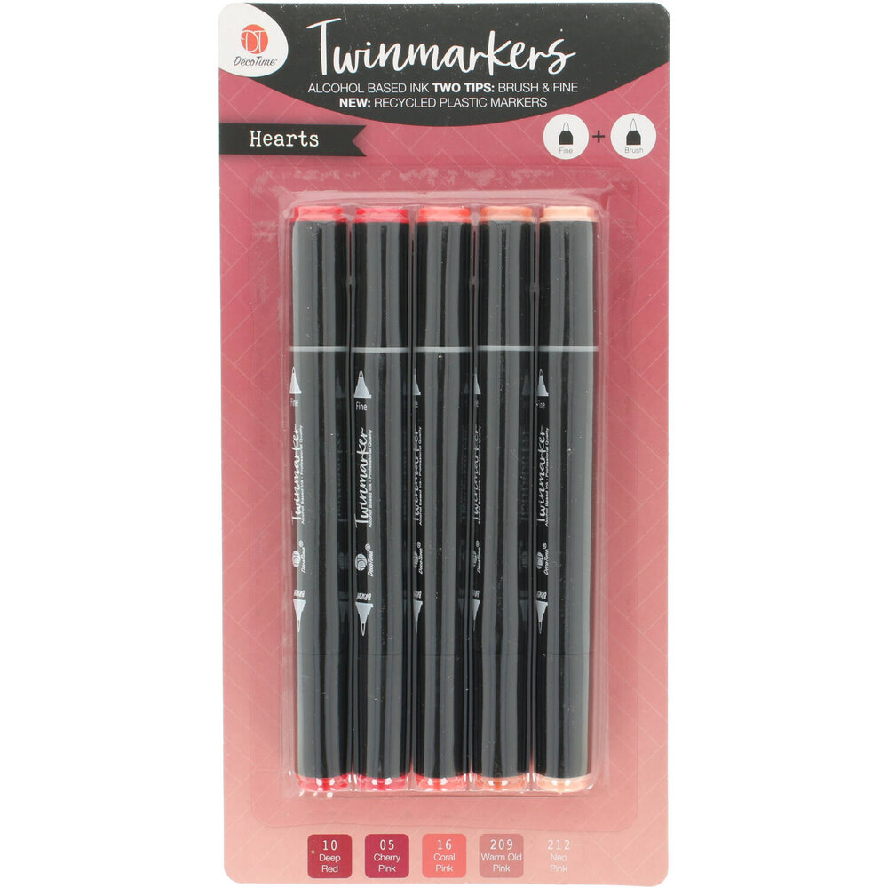 DécoTime 5 Alcohol Markers Hearts (3219358)