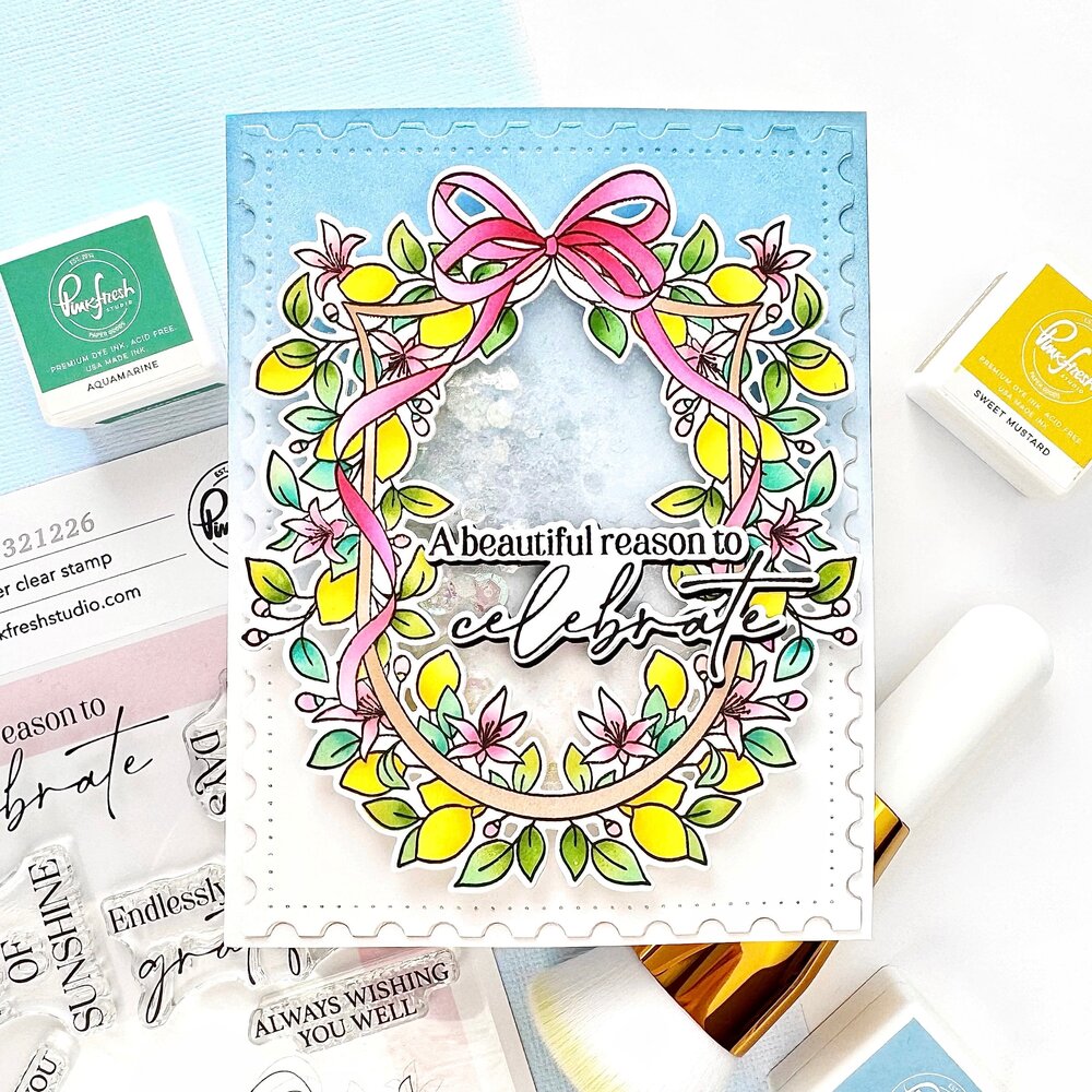 Pinkfresh Studio Sunlit Manor Stamp Lemon Blossom Crest (321226)