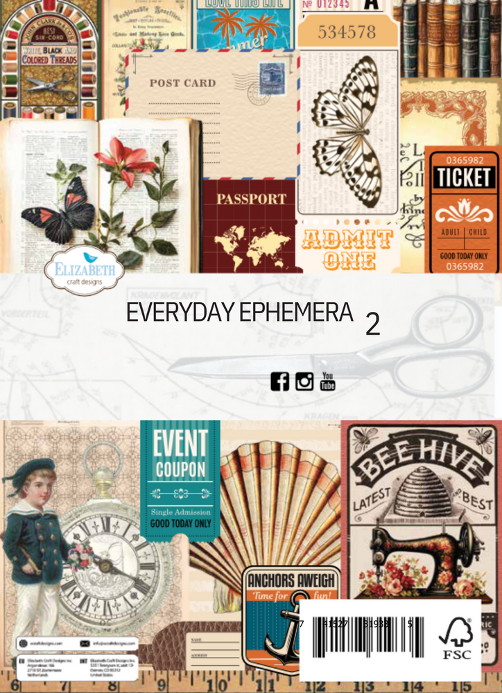 Elizabeth Craft Designs Everyday Ephemera 2 A5 Patterned Cardstock (PS03)