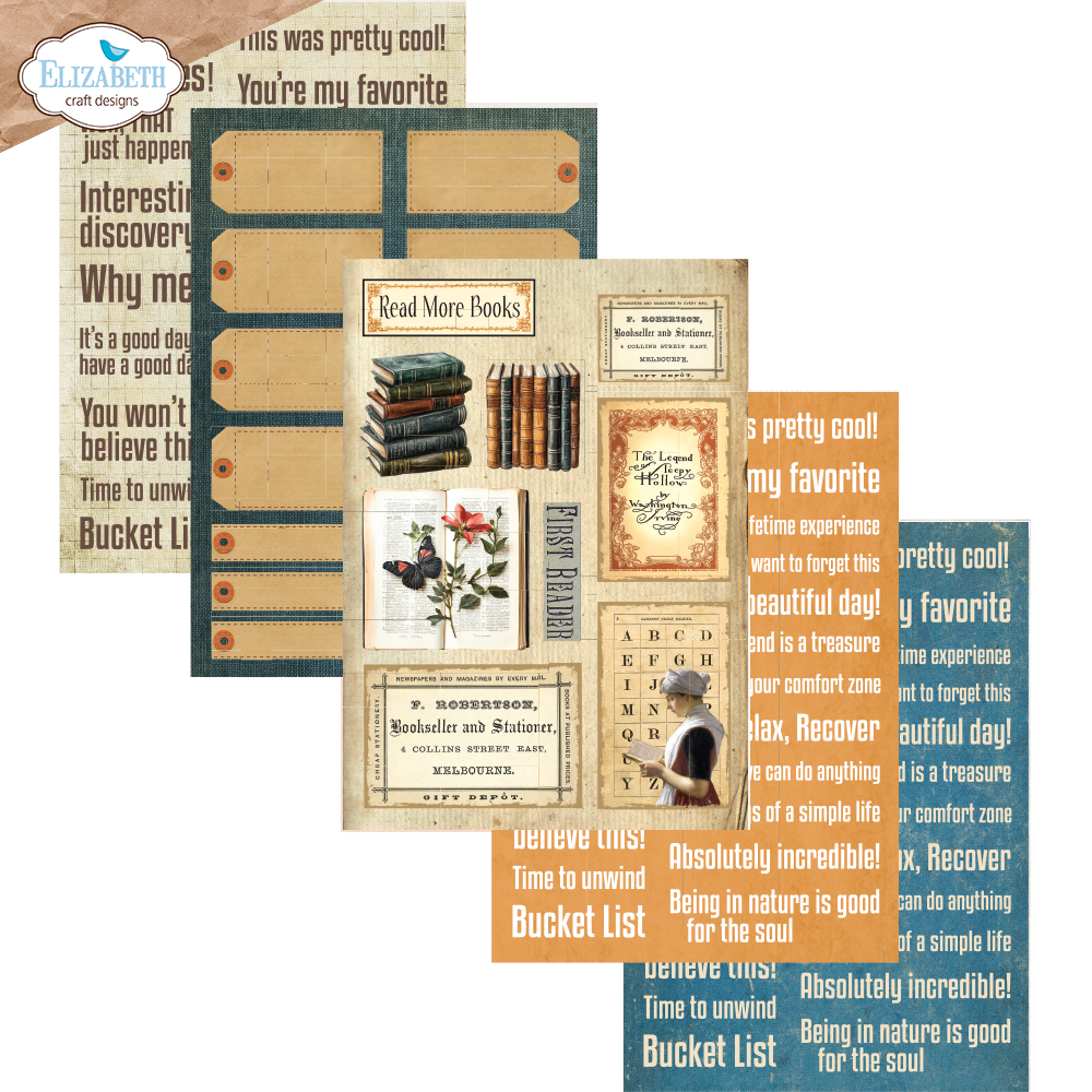 Elizabeth Craft Designs Everyday Ephemera 2 A5 Patterned Cardstock (PS03)