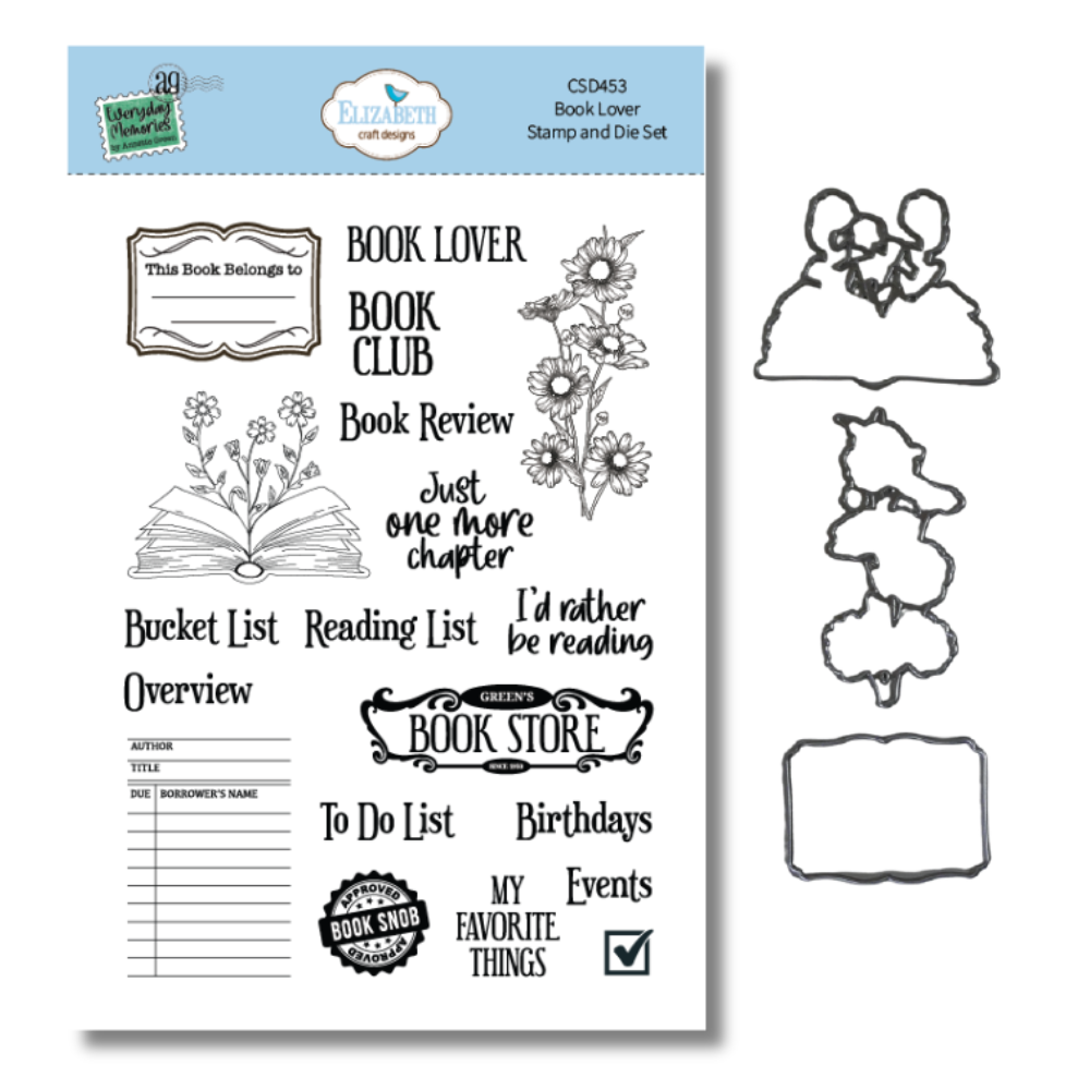 Elizabeth Craft Designs Rest & Relaxation Stamp & Dies Book Lover (CSD453)