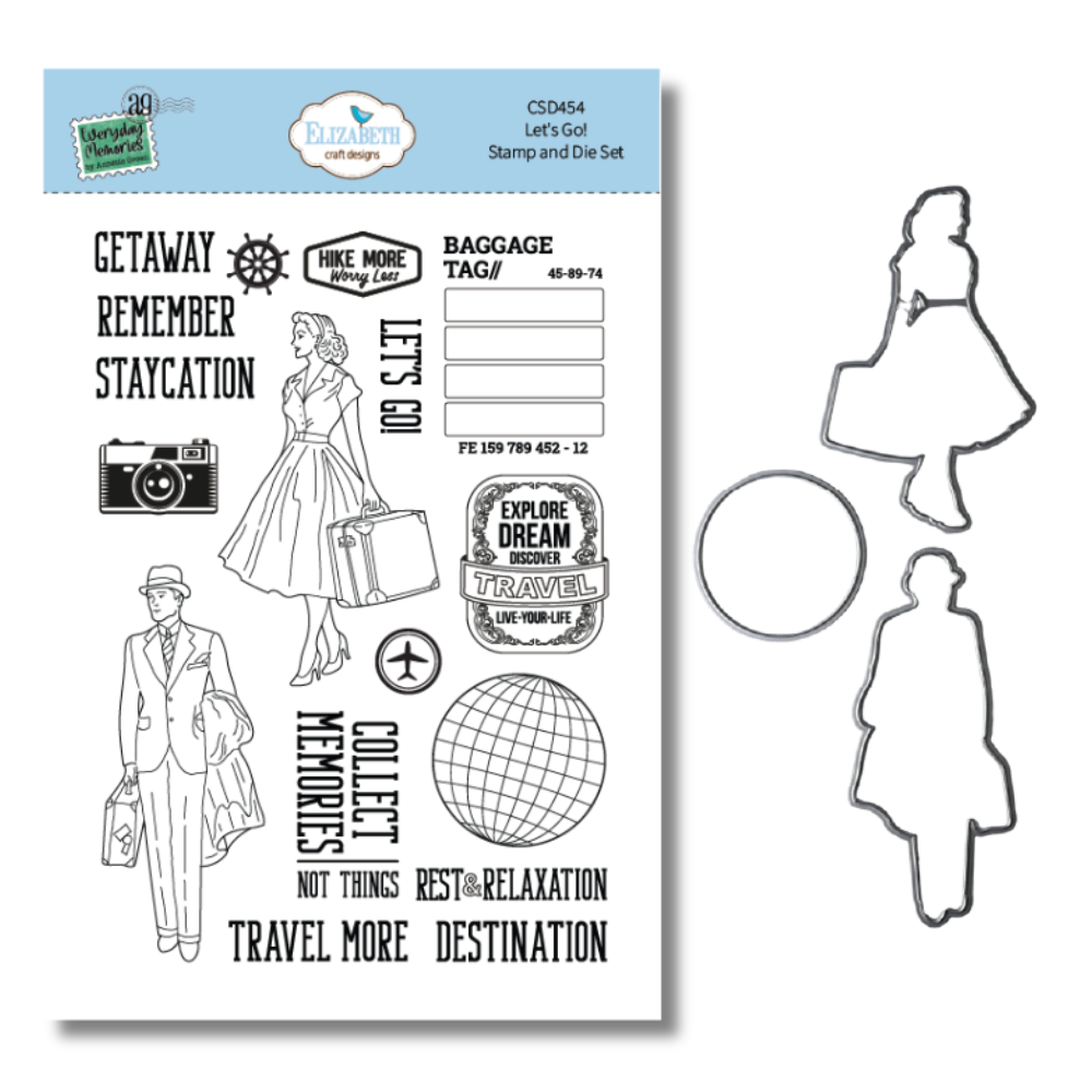 Elizabeth Craft Designs Rest & Relaxation Stamp & Dies Let's Go! (CSD454)