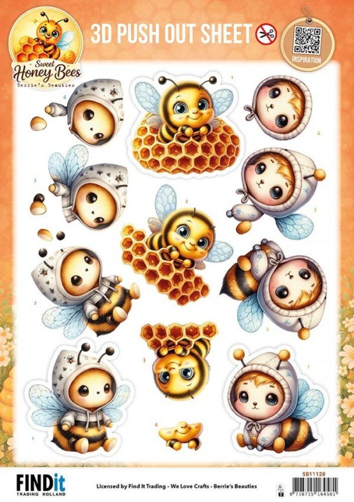 Berrie's Beauties Sweet Honey Bees 3D Push Out Honeycomb Friends (SB11128)