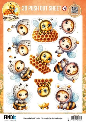 Berrie's Beauties Sweet Honey Bees 3D Push Out Honeycomb Friends (SB11128)