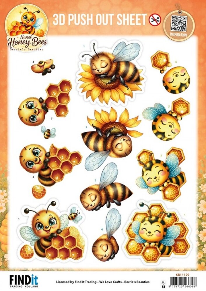 Berrie's Beauties Sweet Honey Bees 3D Push Out Golden Garden (SB11129)