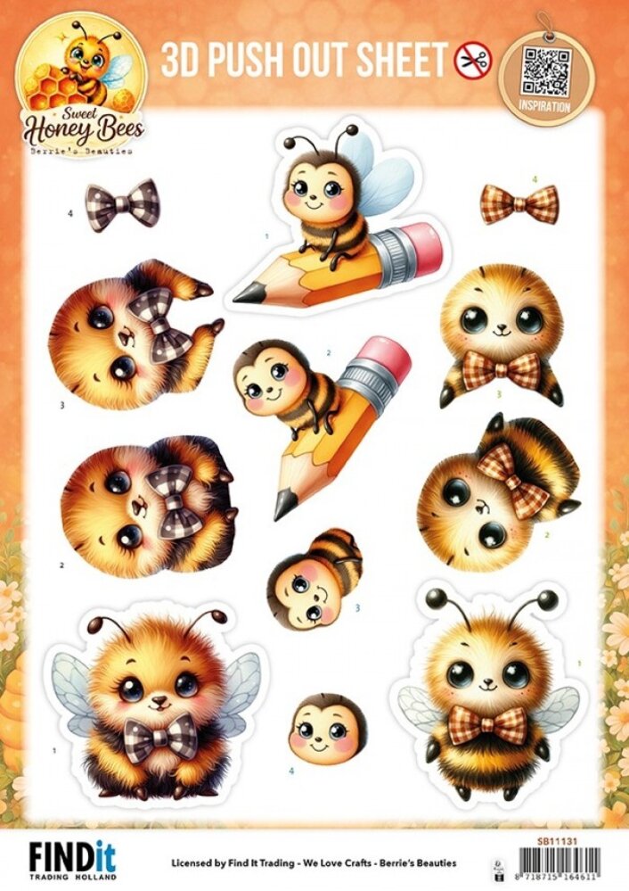 Berrie's Beauties Sweet Honey Bees 3D Push Out Little Buzzers (SB11131)