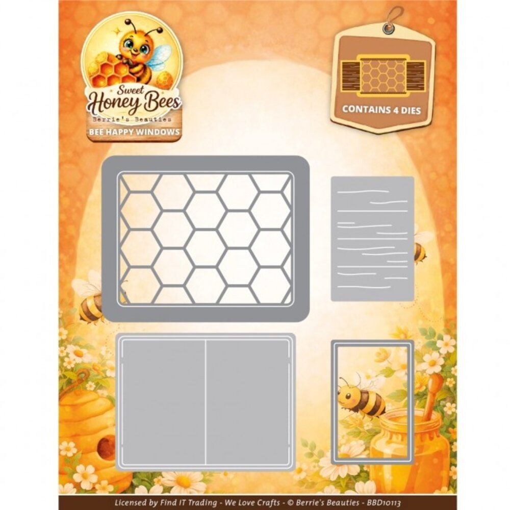 Berrie's Beauties Sweet Honey Bees Dies Bee Happy Windows (BBD10113)