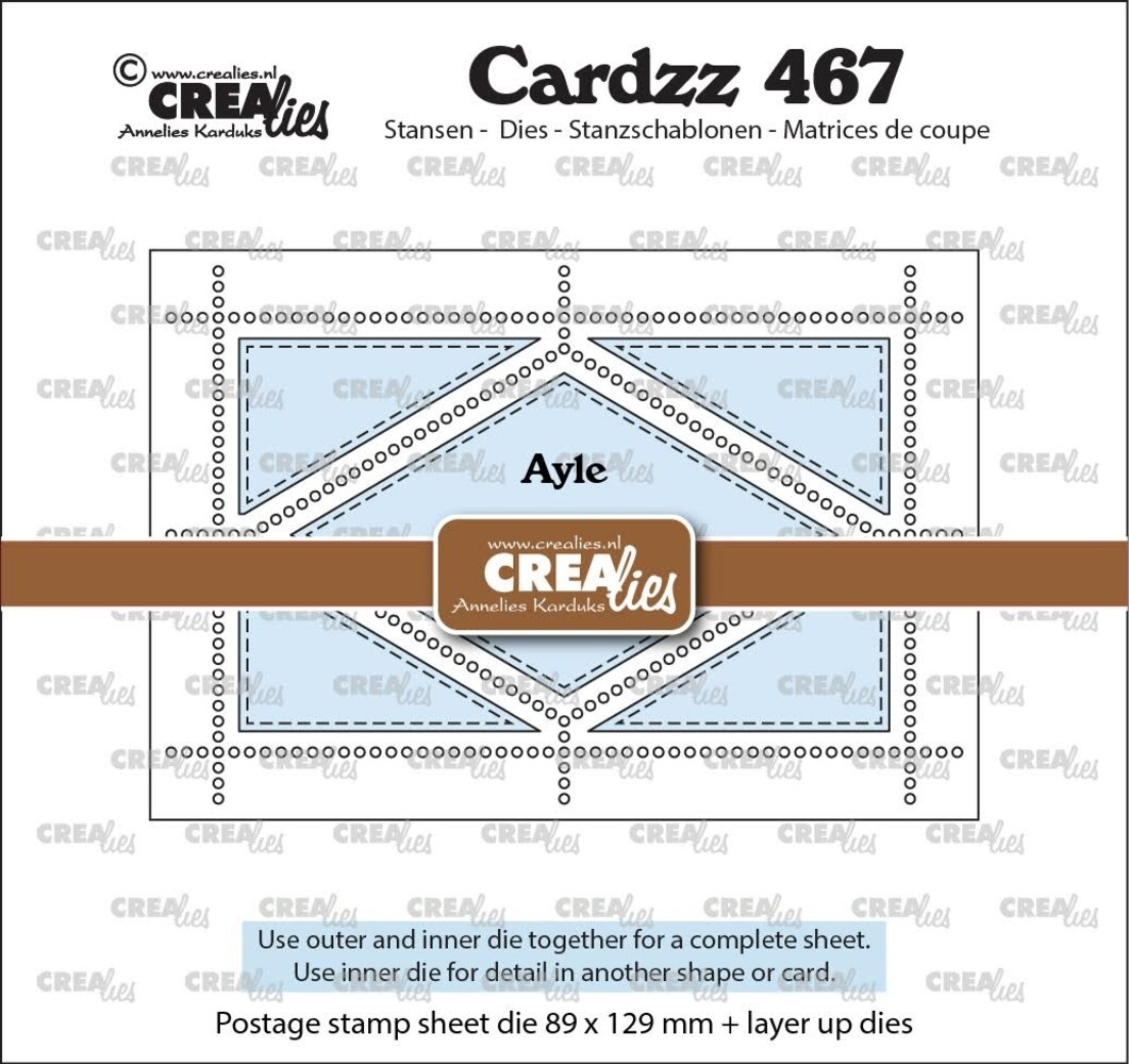 Crealies PRE-ORDER Cardzz Dies Postzegelvel Ayle (CLCZ467)