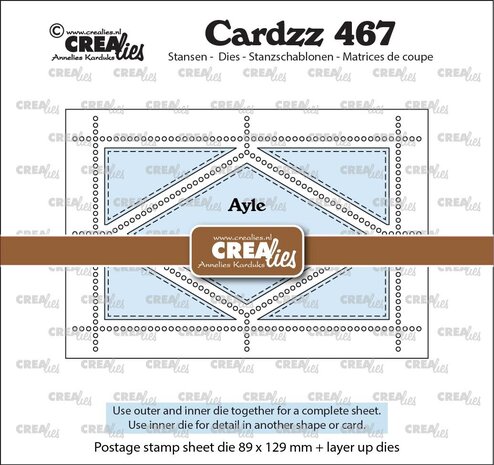 Crealies PRE-ORDER Cardzz Dies Postzegelvel Ayle (CLCZ467)