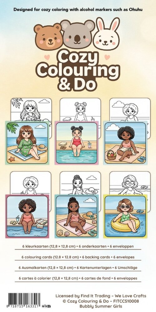 Find It Trading Cozy Colouring Cards Set Bubbly Summer Girls (FITCCS10008)